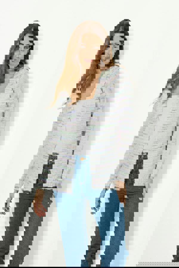 Mudflower Space Dye Stripe Open-Front Knit Cardigan