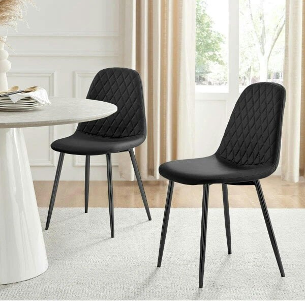 Kosy Koala Modern Dining Table Set With 4 Black Gem Pattern Chairs Kitchen Dining Room Furniture