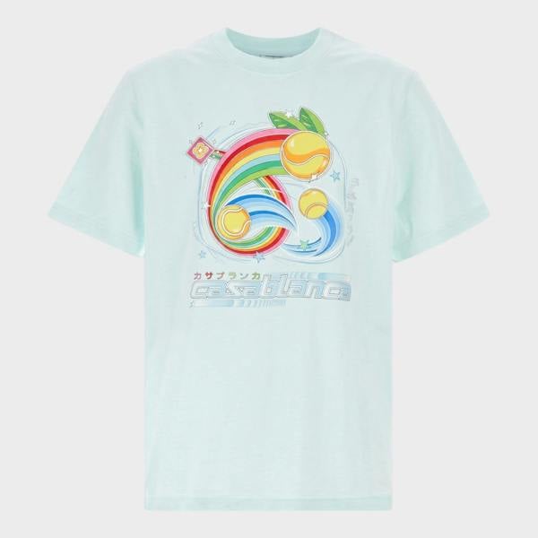 Casablanca Manga Tennis Ball T-Shirt Light Blue