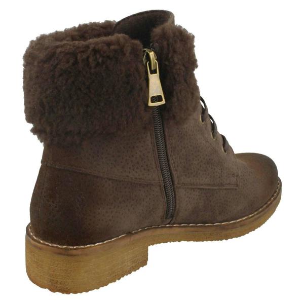 Spot On Ladies Spot On Fur Collar Ankle Boots