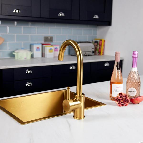Flode Solo | Single Lever 3 in 1 Instant Boiling Tap | Brushed Gold Finish