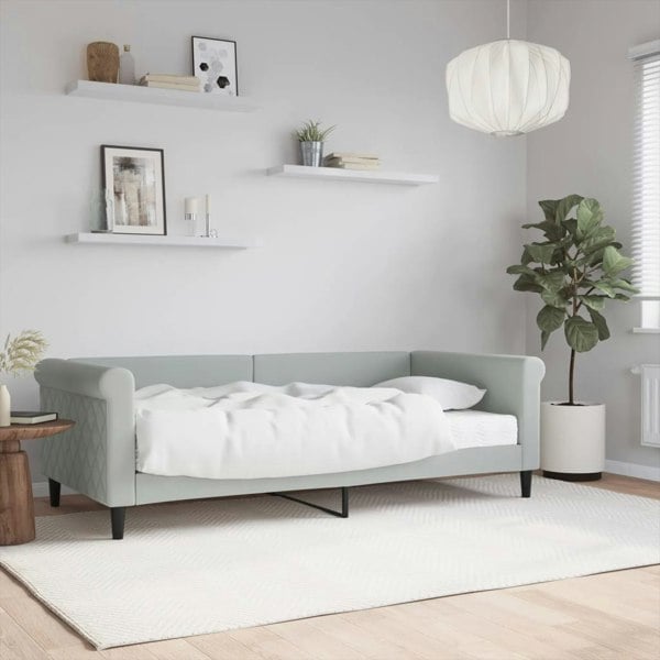 Berkfield Daybed with Mattress Blue Light Grey 90x190 cm Velvet