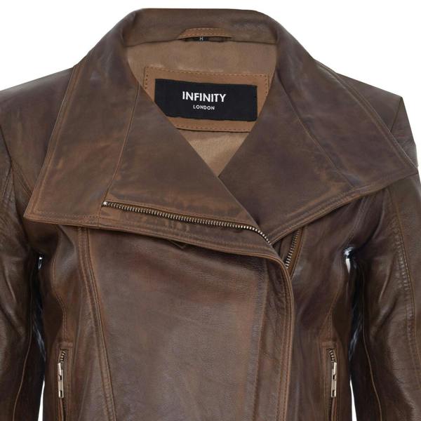 Infinity Leather Womens Leather Shawl Wrap Biker Jacket - Riga