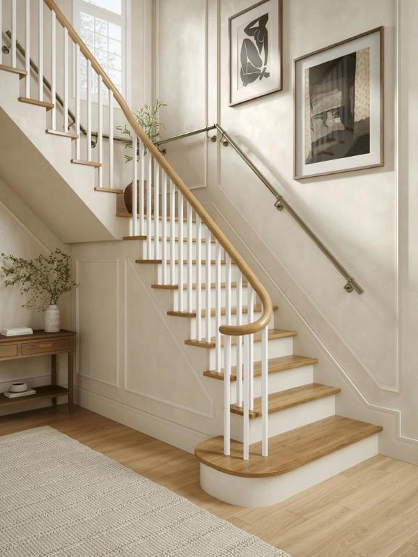 Handrails Direct Loxley Antique Brass Quarter Landing Handrail