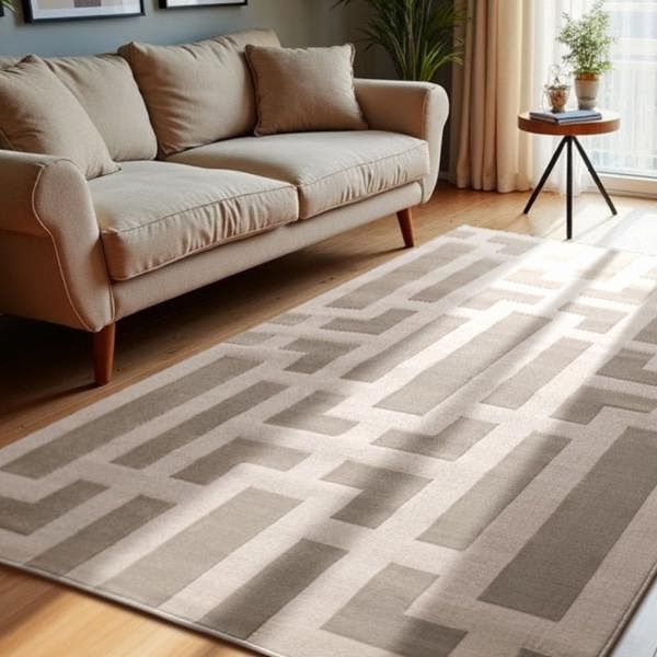Hanse Home Perles Shortpile Cream Rug – Modern Geometric