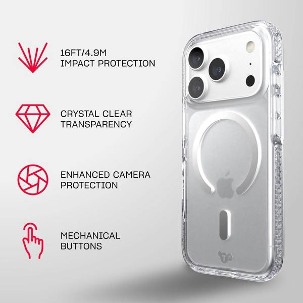 Tech21 Evo Crystal Case with MagSafe for iPhone 17/18 Pro 6.3" Clear Silver - T21-11642