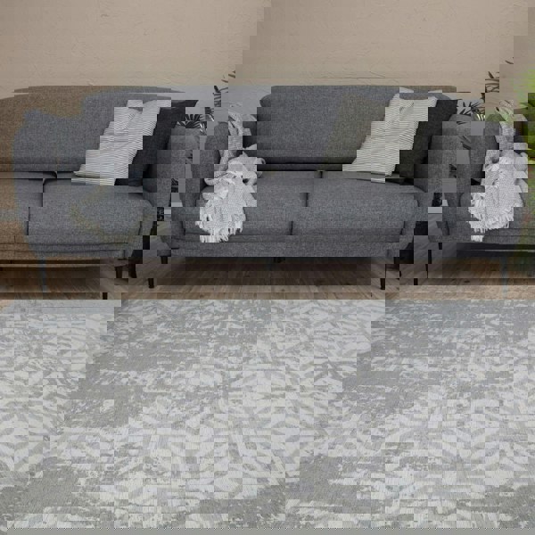 Machine Washable Flatweave Rug Geometric in Grey