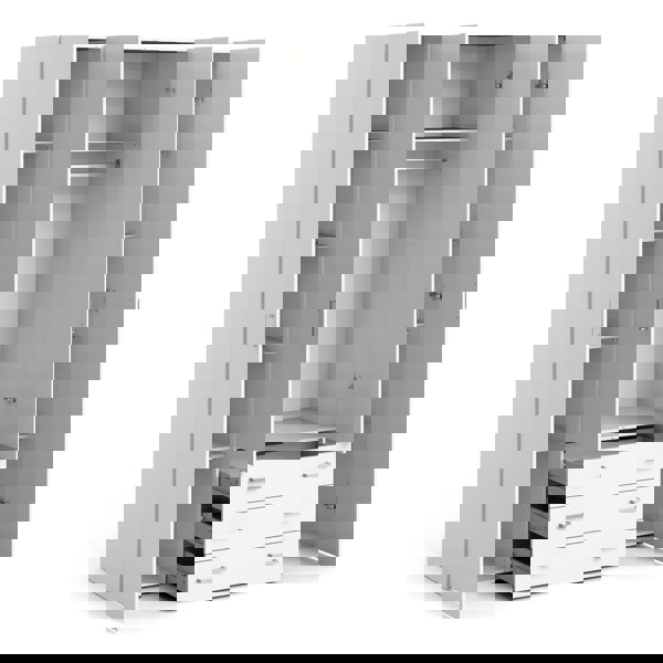 Furniture To Go Space Wardrobe - 4 Doors 3 Drawers in White 2000