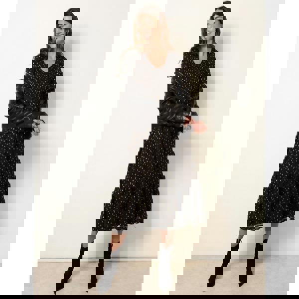 Blue Vanilla Gold Foil Midi Dress