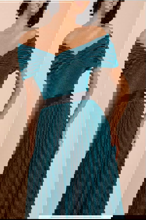 Bardot Pleated Skirt Maxi Dress - Emerald DR3096A