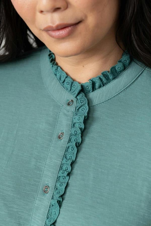 Lily & Me Sage Frill Organic Cotton Blouse Sea Mist