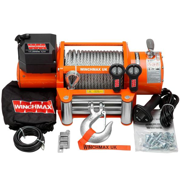 Winchmax 17,000lb (7,711kg) 24V Winch, 26m x 12mm Steel Rope, Wireless Remote Control