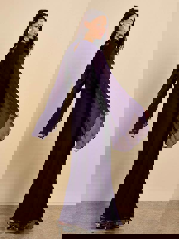 GWD Aisha Deep Purple Floaty Sleeve Maxi Dress