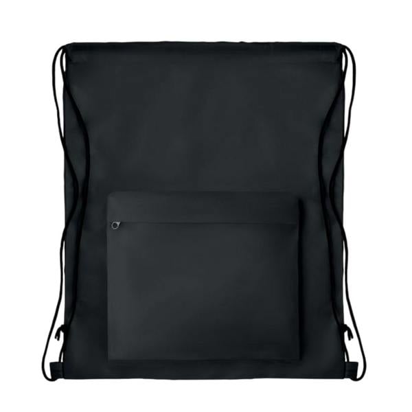 MidOcean Pocket Shoop Polyester Drawstring Bag - Black - 