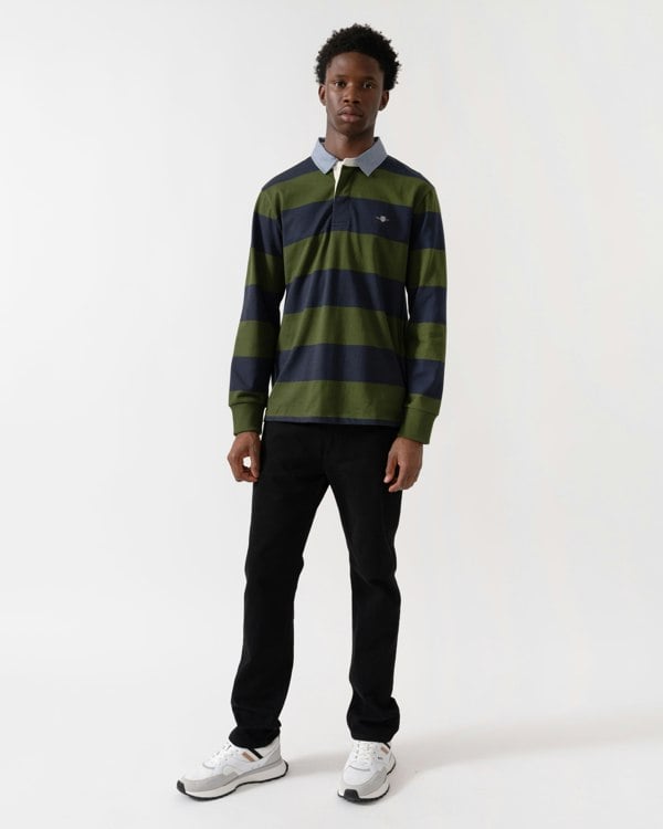 GANT Mens Regular Fit Chambray Stripe Heavy Rugger - 360 Country Green