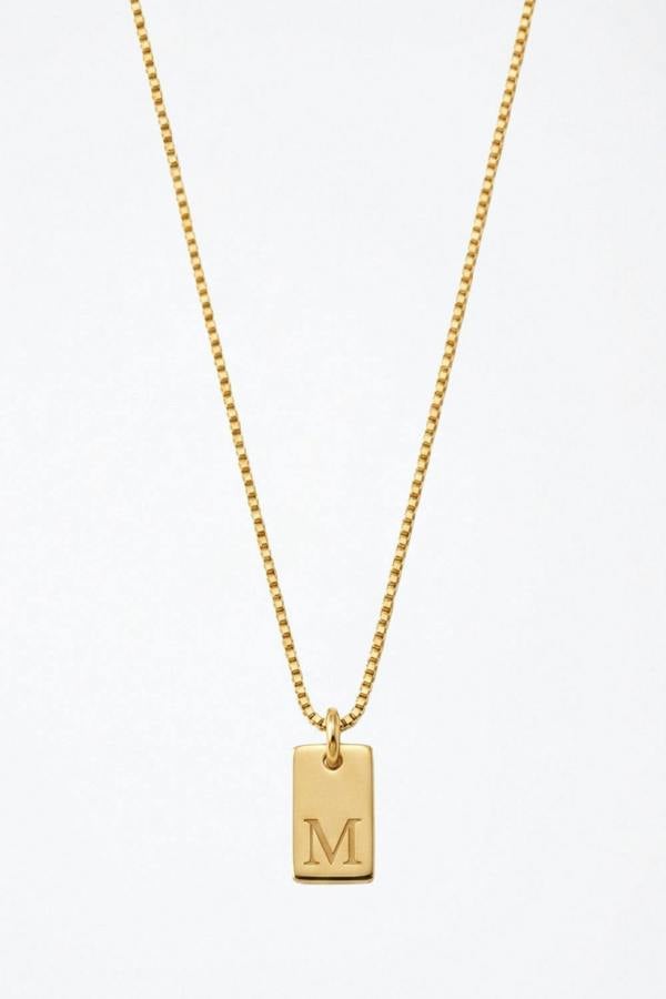 Serla Initial Pendant Gold Plated Necklace Letter M