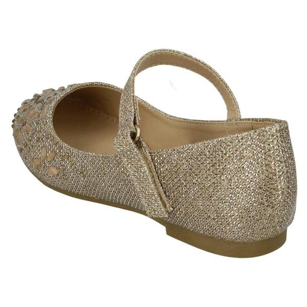Spot On Girls Spot On Hook & Loop Bar Strap Diamante Ballerinas H2484