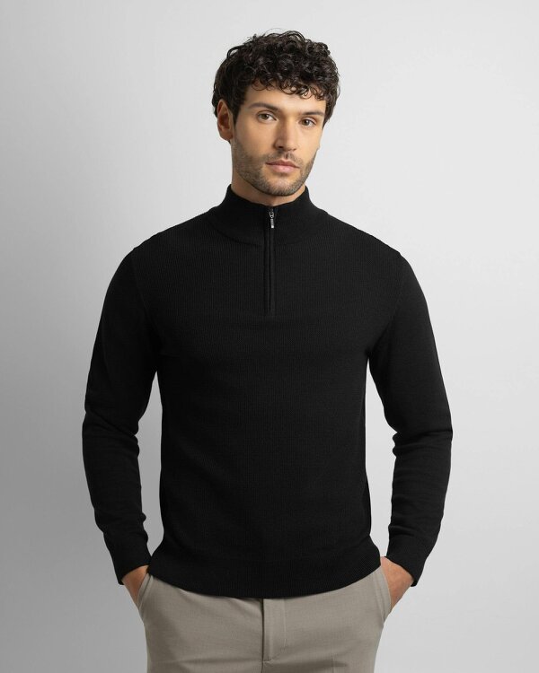 Steel & Jelly Knitted 1/4 Zip Jumper - Black
