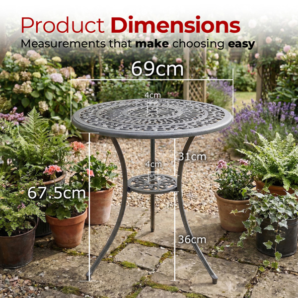 Centurion Supports POSITANO Garden and Patio Grey Cast Aluminium Bistro Table
