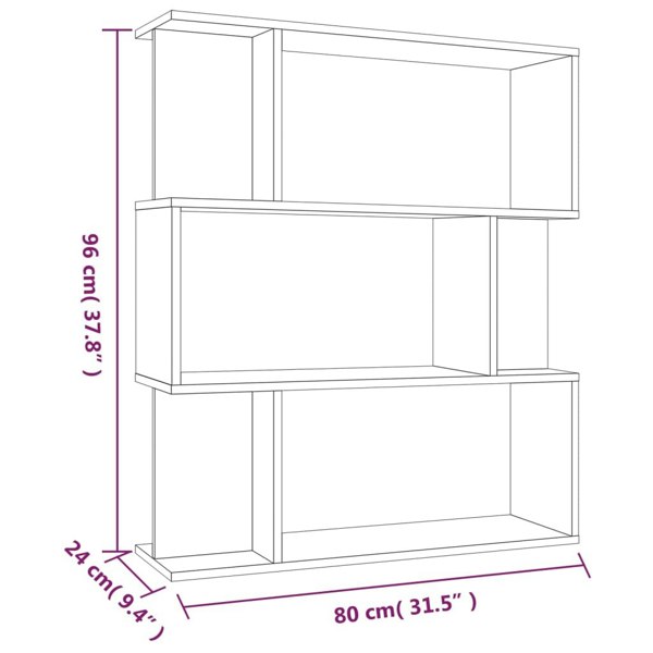 Berkfield Book Cabinet/Room Divider Brown Oak 80x24x96 cm Engineered Wood