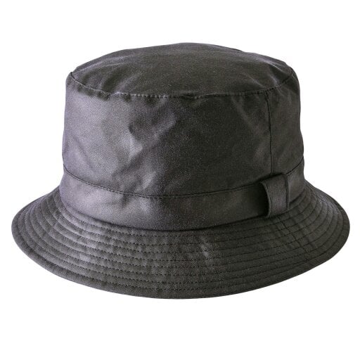 Heather Hats & Accessories Water Resistant Waxed Cotton Bucket Hat, Checked Cotton Lining, Outdoor Wear, Black