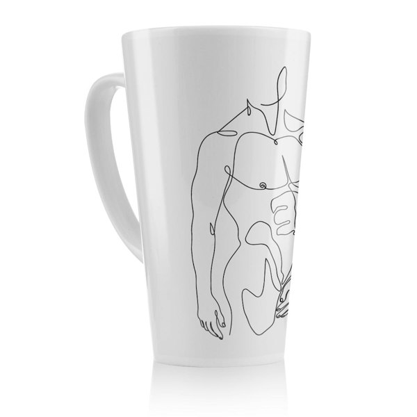 Benjamin Tate Design line art of male body Designer Latte Mug