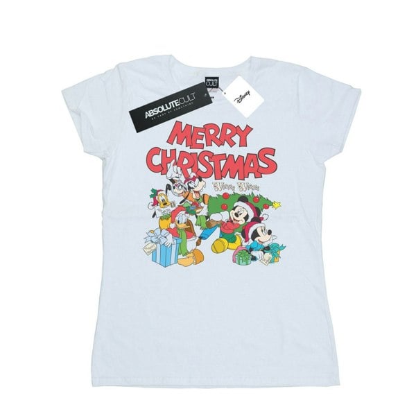 Disney Womens/Ladies Mickey And Friends Winter Wishes Cotton T-Shirt - White
