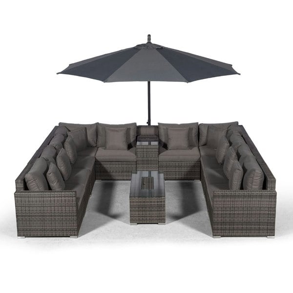 Giardino Havana 10 Seat Rattan Sofa Set with Armrest and Ice Bucket Coffee Table