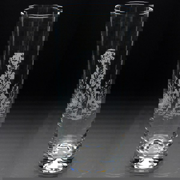 Glyptic Glass Art Golden Retriever Dog Highball Glass - Hand Etched Engraved Gift