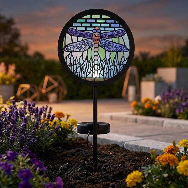Garden Greatness Tiffany Dragonfly Solar Garden Stake Light