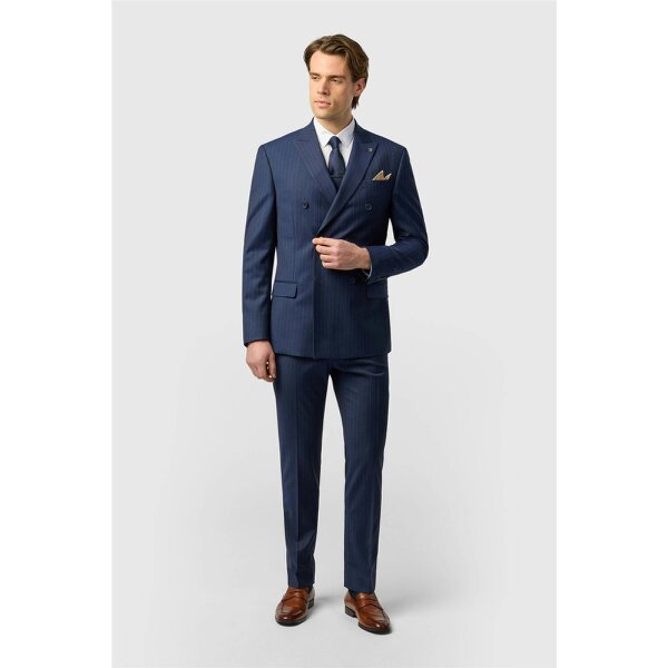 Ted Baker Slim Fit Navy Chalk Stripe Double Breasted Jacket