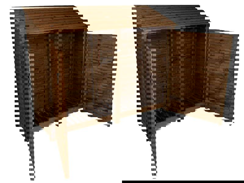 Arbor Garden Solutions Wooden Log Store with Doors W-227cm, H-126cm or 180cm, D-88cm - Brown Finish