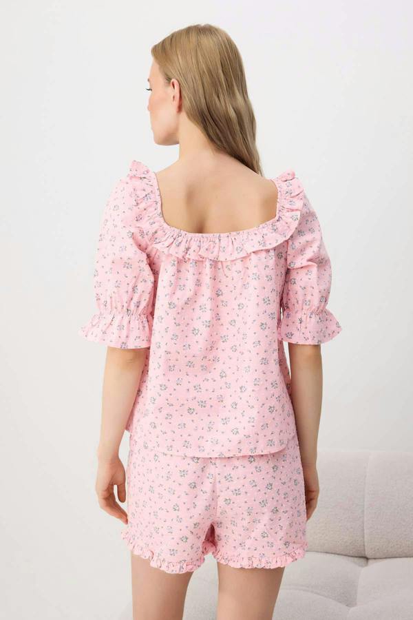 Square Neck Short Sleeve Pyjama Set