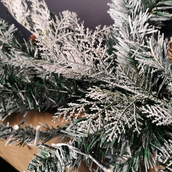 Samuel Alexander 1.8m Snowy Christmas Garland with Pinecones 96 Tips and 50 Warm White LED Lights