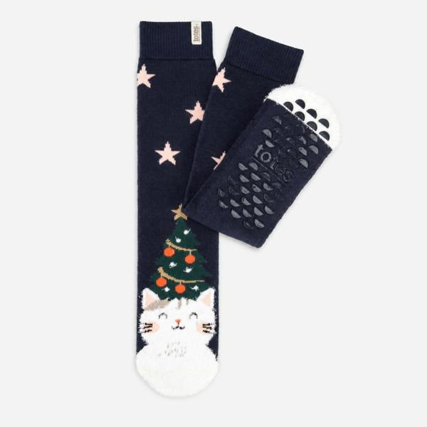 Totes SINGLE ORIGINAL SLIPPER SOCKS Cat Slipper Socks   in  Blue