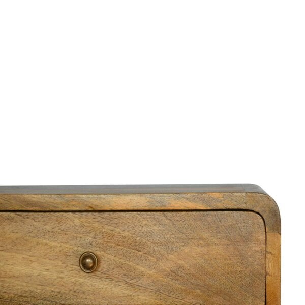 Wyld Haus Perugia Floating Curve Natural Mango Wood Open Slot Bedside Table