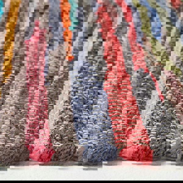 HOMESCAPES Hand Woven Multi Coloured Striped Cotton Chindi Rug