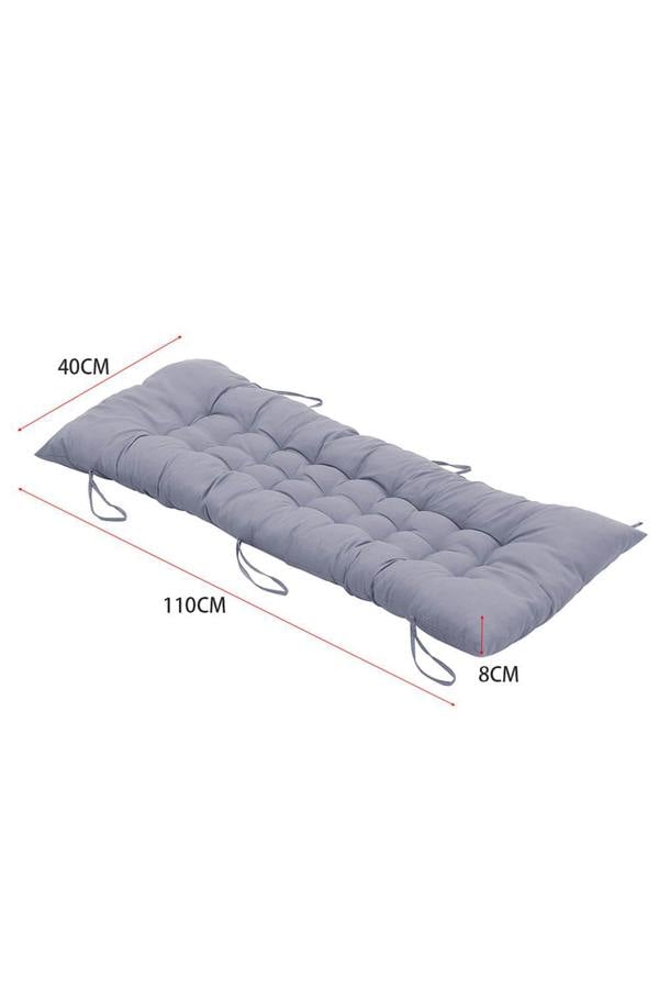 Living and Home 40x110cm Grey Garden Beach Cushion Sun Lounger Cushion with Straps for Recliners, Beach & Office Chairs