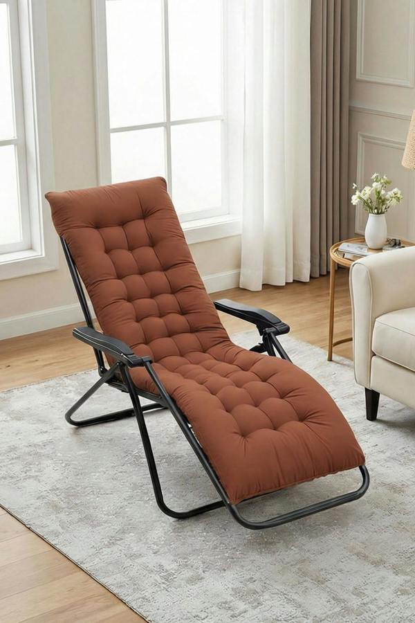 160 cm W x 50cm D Brown Garden Bench Cushion Sun Lounger Seat Cushion