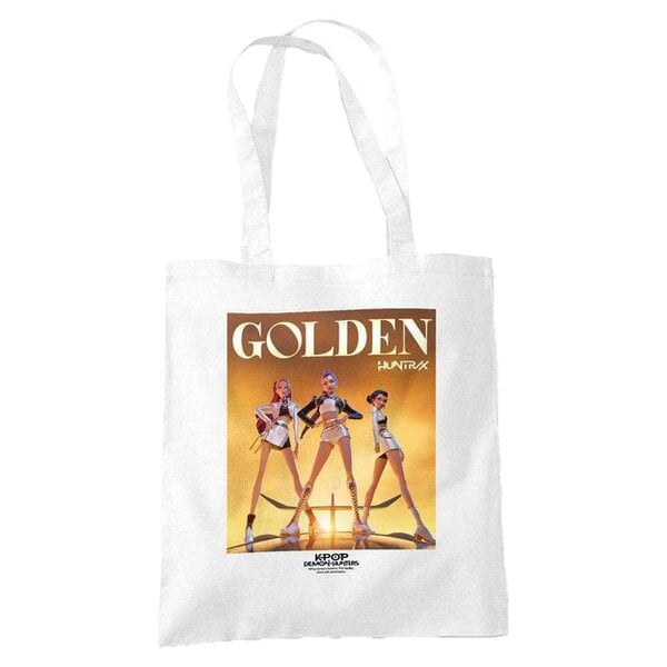 K-Pop Demon Hunters Huntrix Golden Poster Reusable Tote Bag - White
