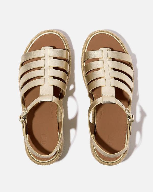 FitFlop PlatFForms Womens Espadrille Wedge Fisherman Sandals - Platino 675 | CHO | Designer Womens Sandals