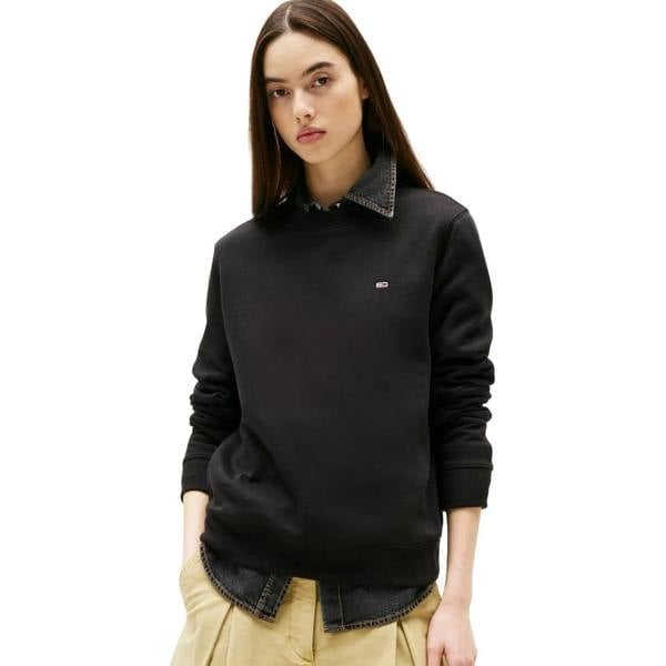Tommy Jeans Womens/Ladies Embroidered Logo Brushed Fleece Sweatshirt - Black - 