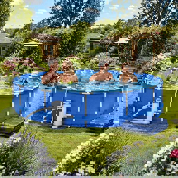 INTEX 4-in-1 Intex 10 ft x 30in Metal Frame Pool Set with Filter Cartridge, Pump & Pool Cover