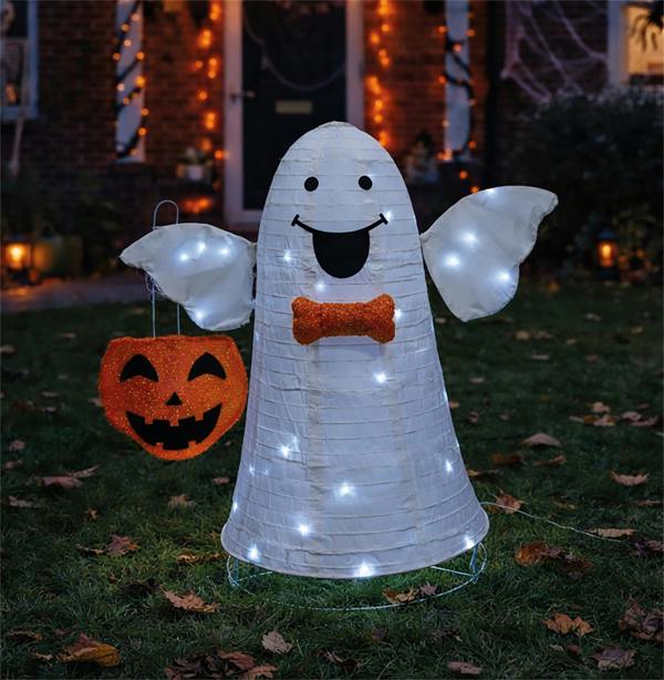 White LED Foldable Ghost Outdoor Halloween Decoration