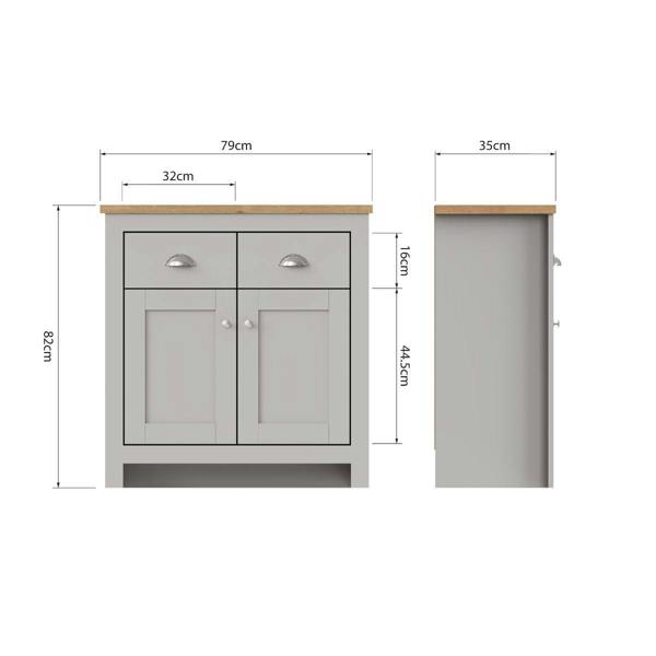 Timber Art Design Lisbon Compact 2 Door 2 Drawer Sideboard Storage Cabinet Cupboard