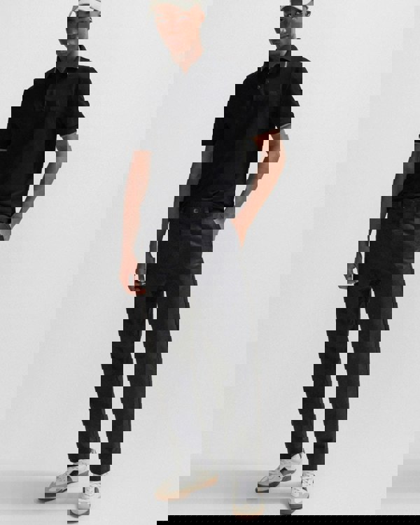 BOSS Orange Passertip Mens Short Sleeve Polo Shirt With Tipped Collar - Black 001