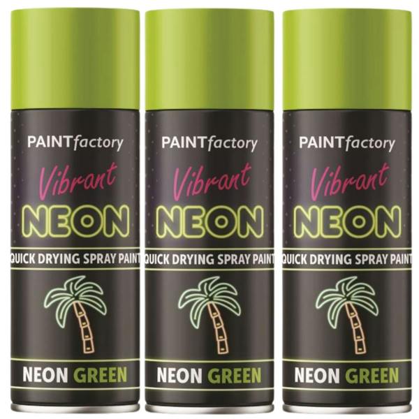Paint Factory 3X  Fluorescent Neon Green Spray Paint 200ml