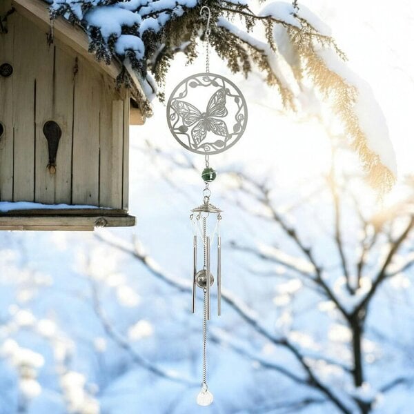 EDH Door Hardware Butterfly Stainless Steel Hanging Wind Chime