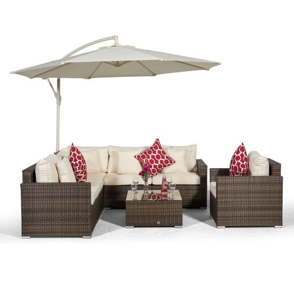 Giardino Havana 6 Seat Rattan Corner Sofa and Armchair Set with Coffee Table