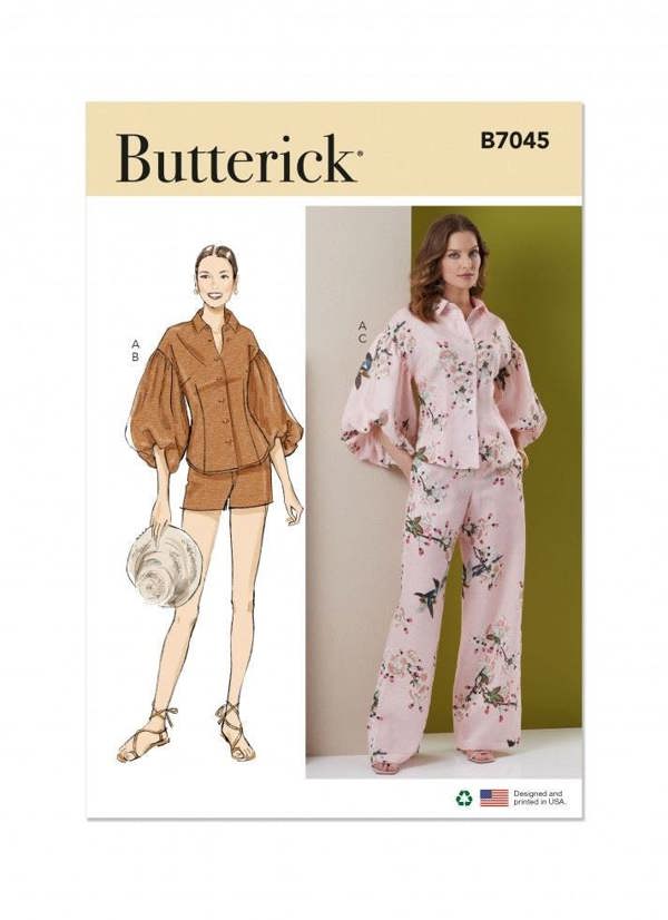 Butterick Sewing Pattern 7045, Tops, Shorts, Trousers for Women, K5 (8-10-12-14-16) - Intermediate
